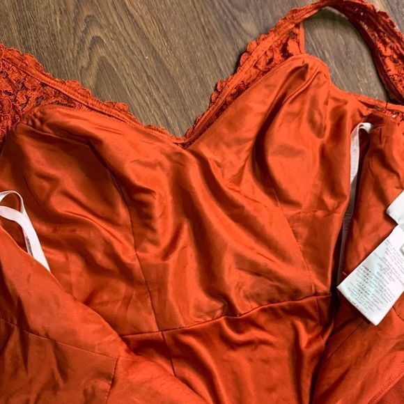 David’s bridal formal long dress burnt orange lace maxi dress. Fall dance - Picture 7 of 7